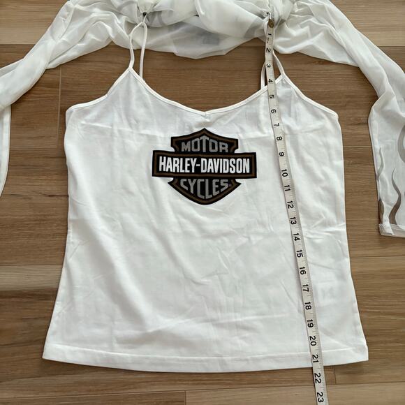 NWT Harley Davidson Women's Flames For Days Mesh Top in Cloud Dancer size Large - Picture 7 of 9